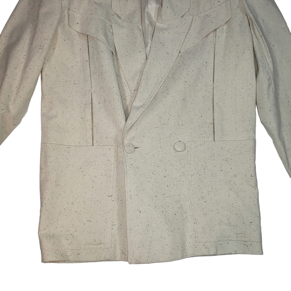 Naturelle George Georgiou Tan Beige 100% Silk Blazer Sz XS Western Style Jacket - Picture 8 of 16